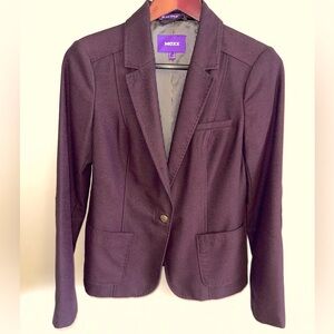Flannel One-Button Blazer with Notched Lapels in Aubergine - sz 4